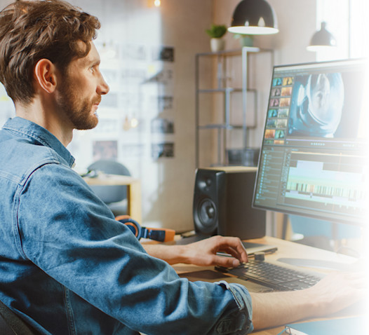 Man working on a computer at a desk
