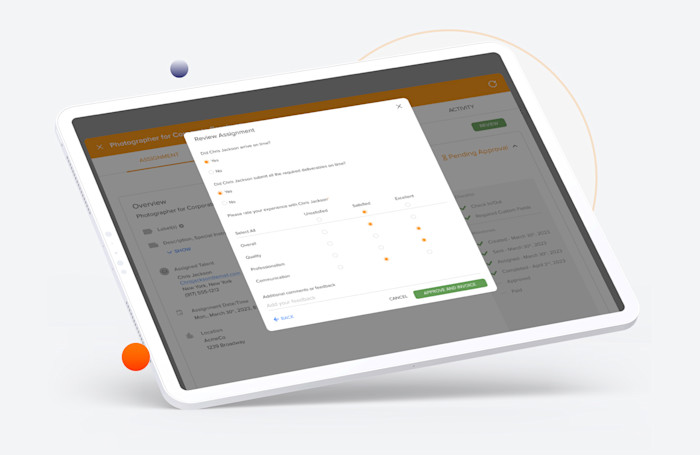 WorkMarket interface showing the assignment review screen